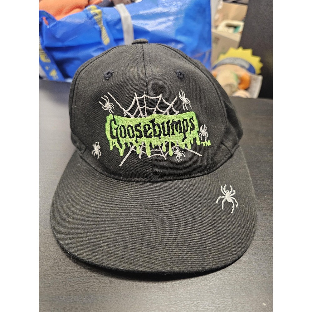 Vintage Goosebumps Hat Cap Snap Back Youth Black Spiderweb Halloween Horror 90s‎